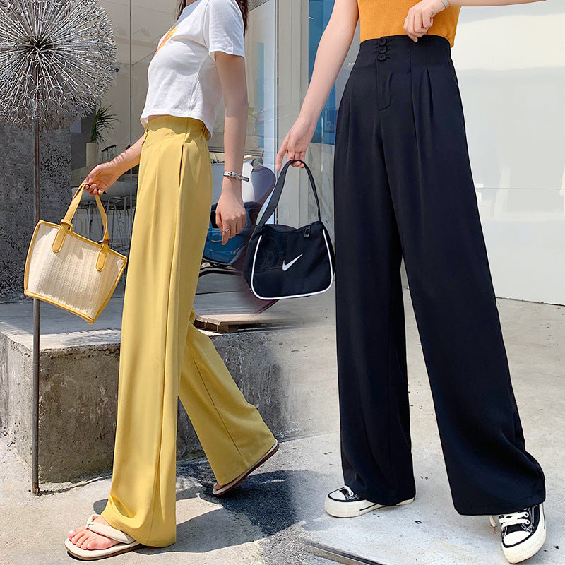 Casual high waist wide leg pants