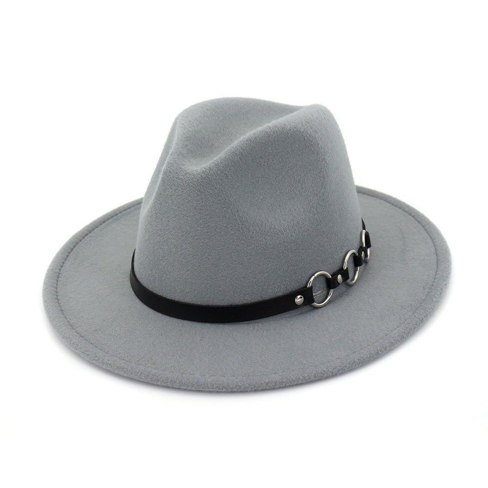 60cm Woolen Hat Gentleman Fedora Hat Flat Brim Big Brim Hat
