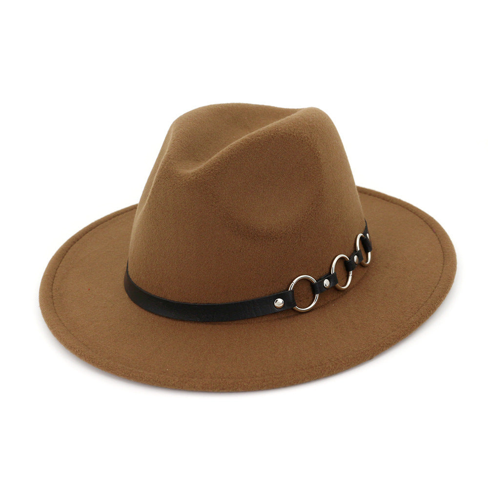 60cm Woolen Hat Gentleman Fedora Hat Flat Brim Big Brim Hat