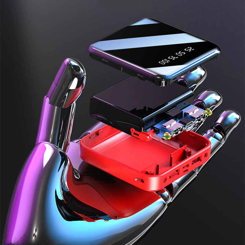 Mini Power Bank 20000 MAh Portable Mirror Digital Display Power Bank
