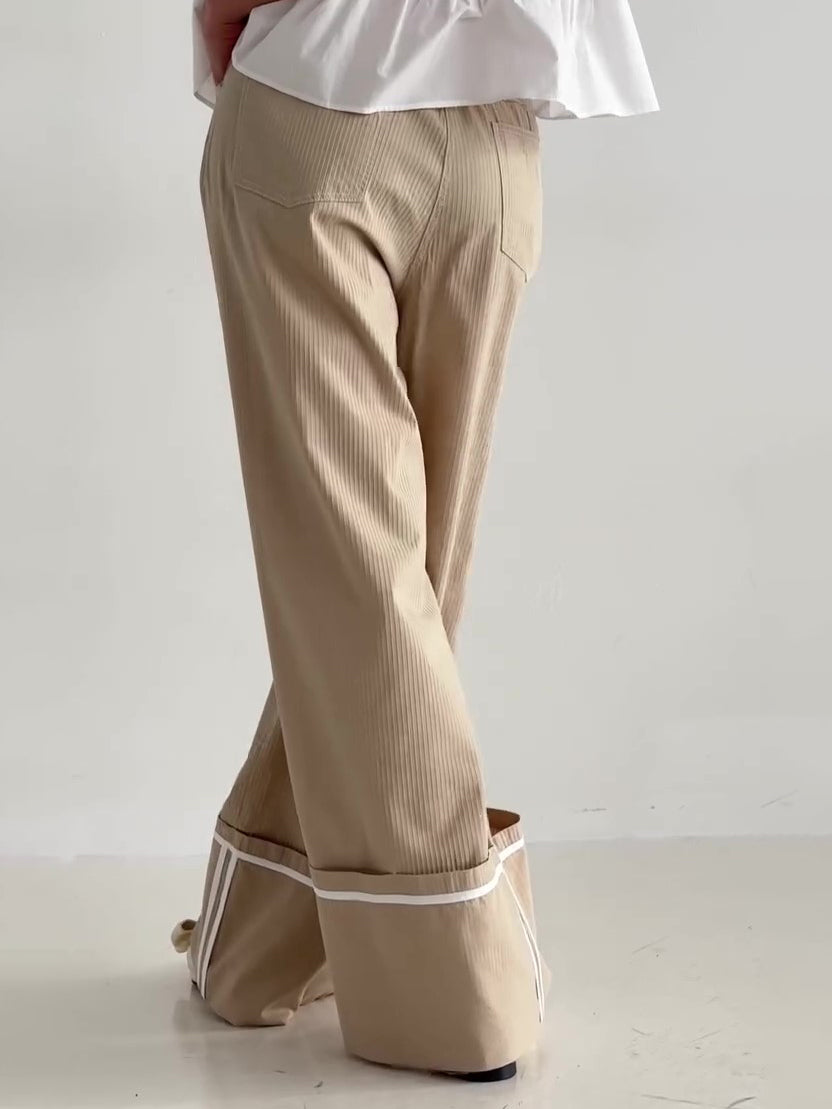 Khaki High Waist Wide Leg Pants