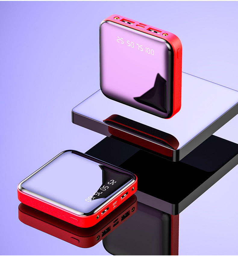 Mini Power Bank 20000 MAh Portable Mirror Digital Display Power Bank