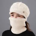 Rabbit Fur Knitted Woolen Cap Women's Autumn Versatile Winter Warm Beanie Hat