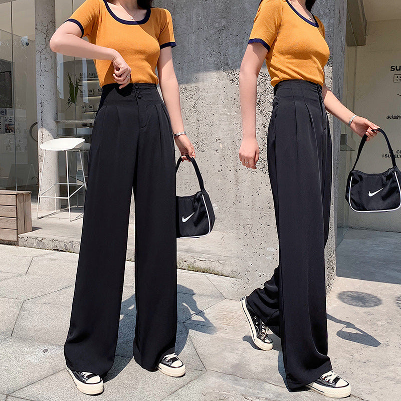 Casual high waist wide leg pants