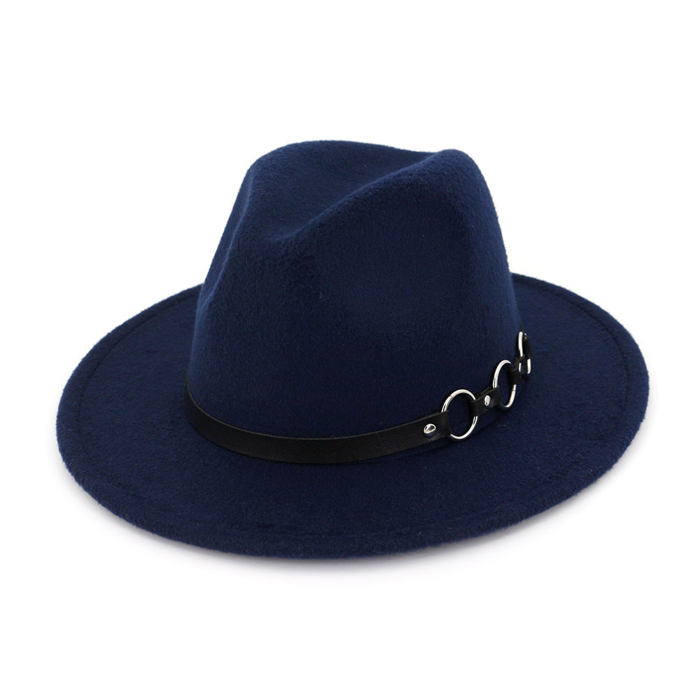 60cm Woolen Hat Gentleman Fedora Hat Flat Brim Big Brim Hat