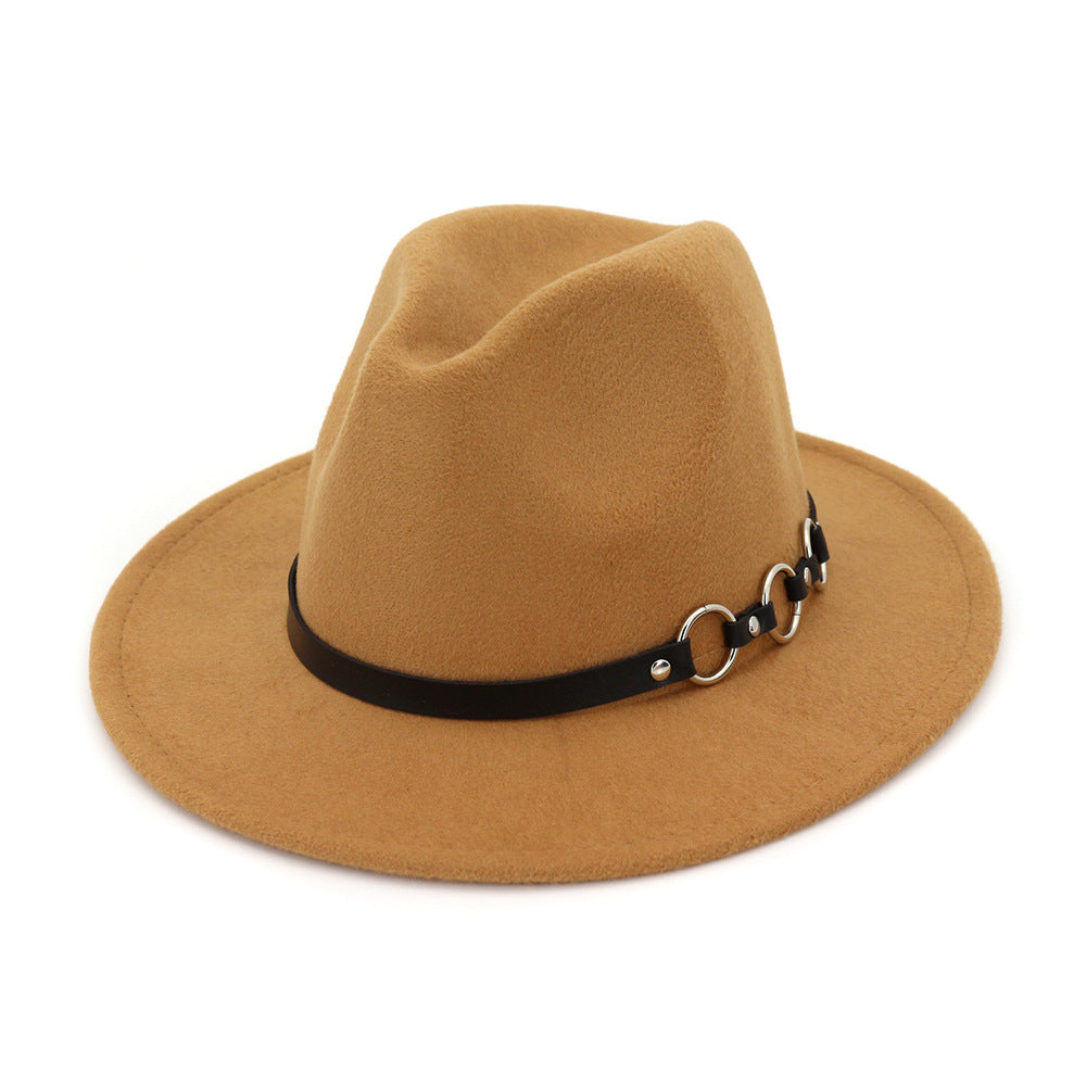 60cm Woolen Hat Gentleman Fedora Hat Flat Brim Big Brim Hat