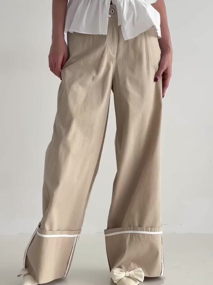 Khaki High Waist Wide Leg Pants