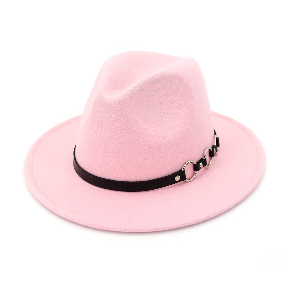 60cm Woolen Hat Gentleman Fedora Hat Flat Brim Big Brim Hat