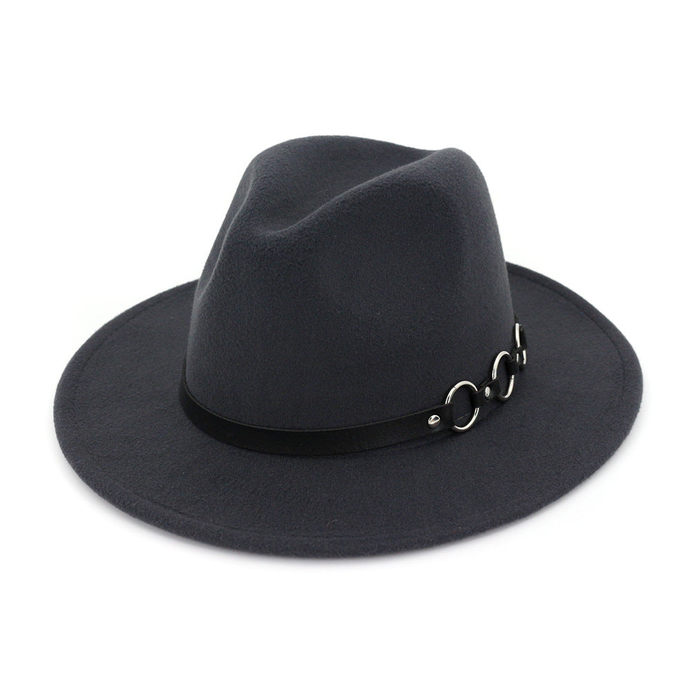 60cm Woolen Hat Gentleman Fedora Hat Flat Brim Big Brim Hat