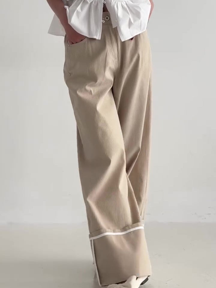 Khaki High Waist Wide Leg Pants